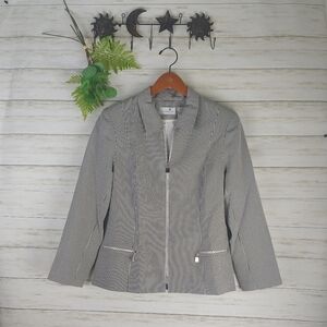 Vintage Black and White Gingham Zipper Blazer